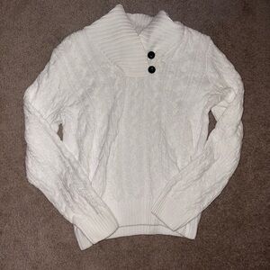 JEANNE PIERRE White Cowl Neck Sweater